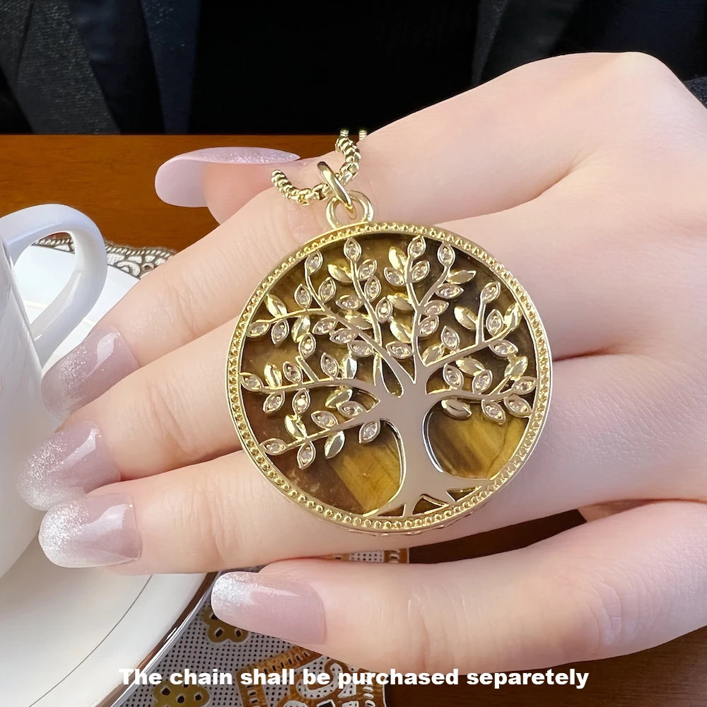 Pendants Elaborate Golden Tree Spring Jewelry 925 Sterling Silver Accessories Nature Gift For Women - Homeward Trends