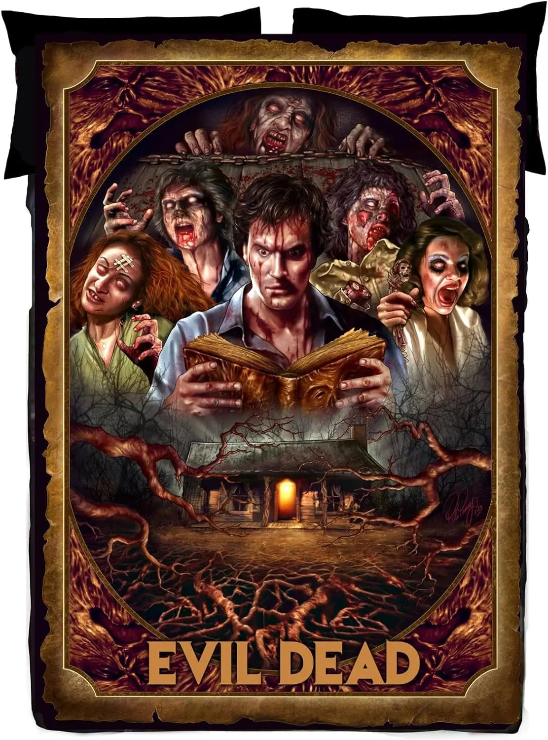 Evil Dead Necronomicon Fleece Blanket, Horror Bedspread, Soft Tapestry, Peter Panayis Horror Movie Art blankets - Homeward Trends