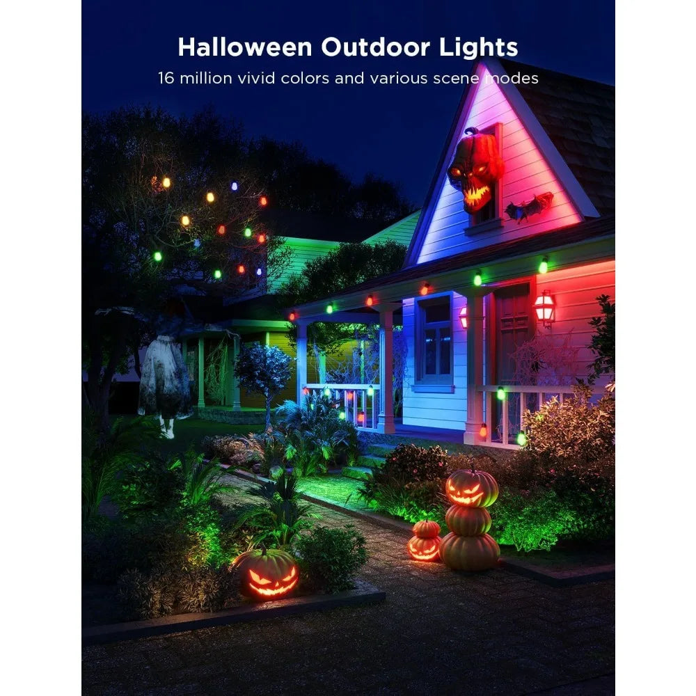 144ft Smart RGBIC Outdoor String Lights - Dimmable LED, 47 Modes, Halloween & Holiday Decor