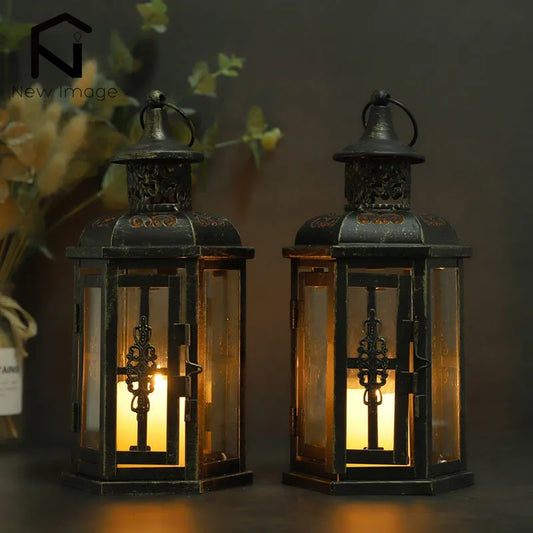 Vintage Nordic Black Iron Hanging Lantern - Aesthetic Candle Holder for Home Decor & Wedding Decoration - Homeward Trends