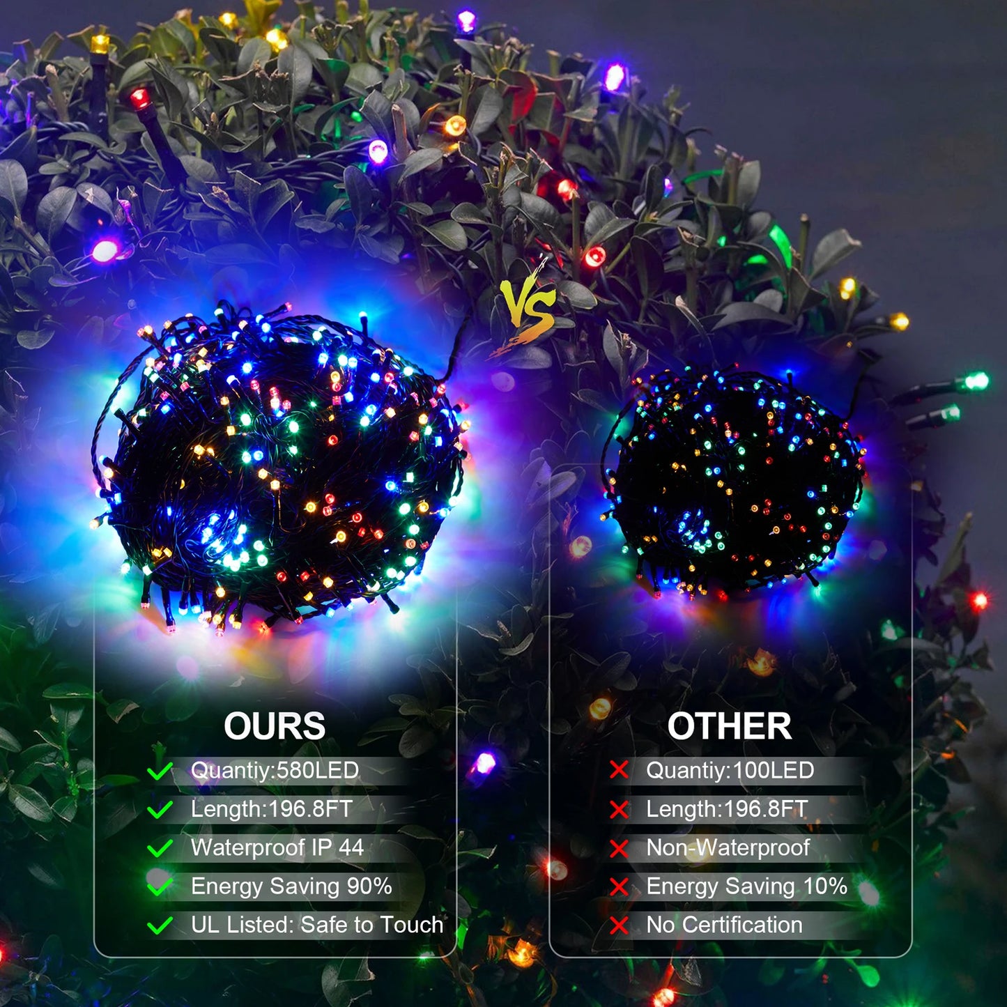 Outdoor Christmas Pendant Lights, 8 Modes with Timer & Memory Function, Festive Holiday Decor