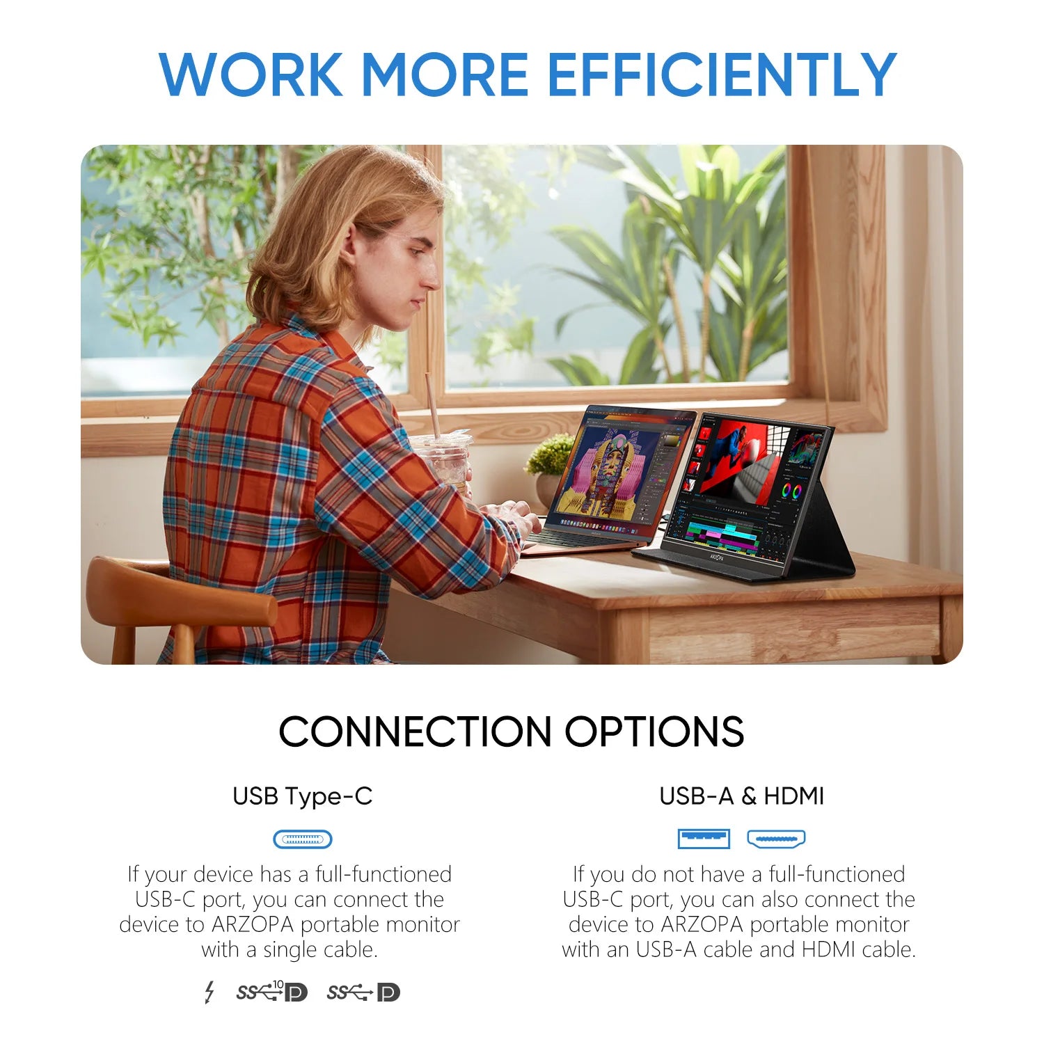 Arzopa 15.6'' FHD 1080P Portable Monitor with HDMI USB IPS Second Monitor External for PC Laptop PS and Xbox - Homeward Trends