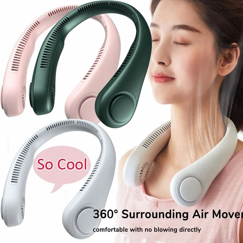 Rechargeable Hands-Free Neck Fan: USB Mini Bladeless Fan, Portable for Summer Travel & Outdoor Sports - Homeward Trends