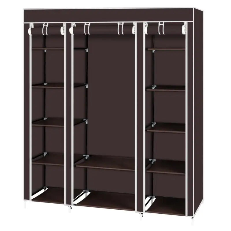 Foldable Wardrobe Rental Room Bedroom Clothes Closet Double Rod Clothes Storage Organizer Wardrobes Living Room Home Furniture - Homeward Trends