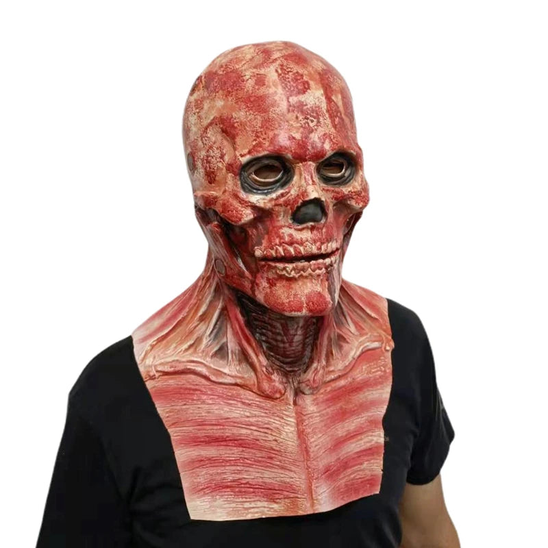 Bloody Skeleton Latex Mask – Double Rip Halloween Prop for Scary Cosplay & Party