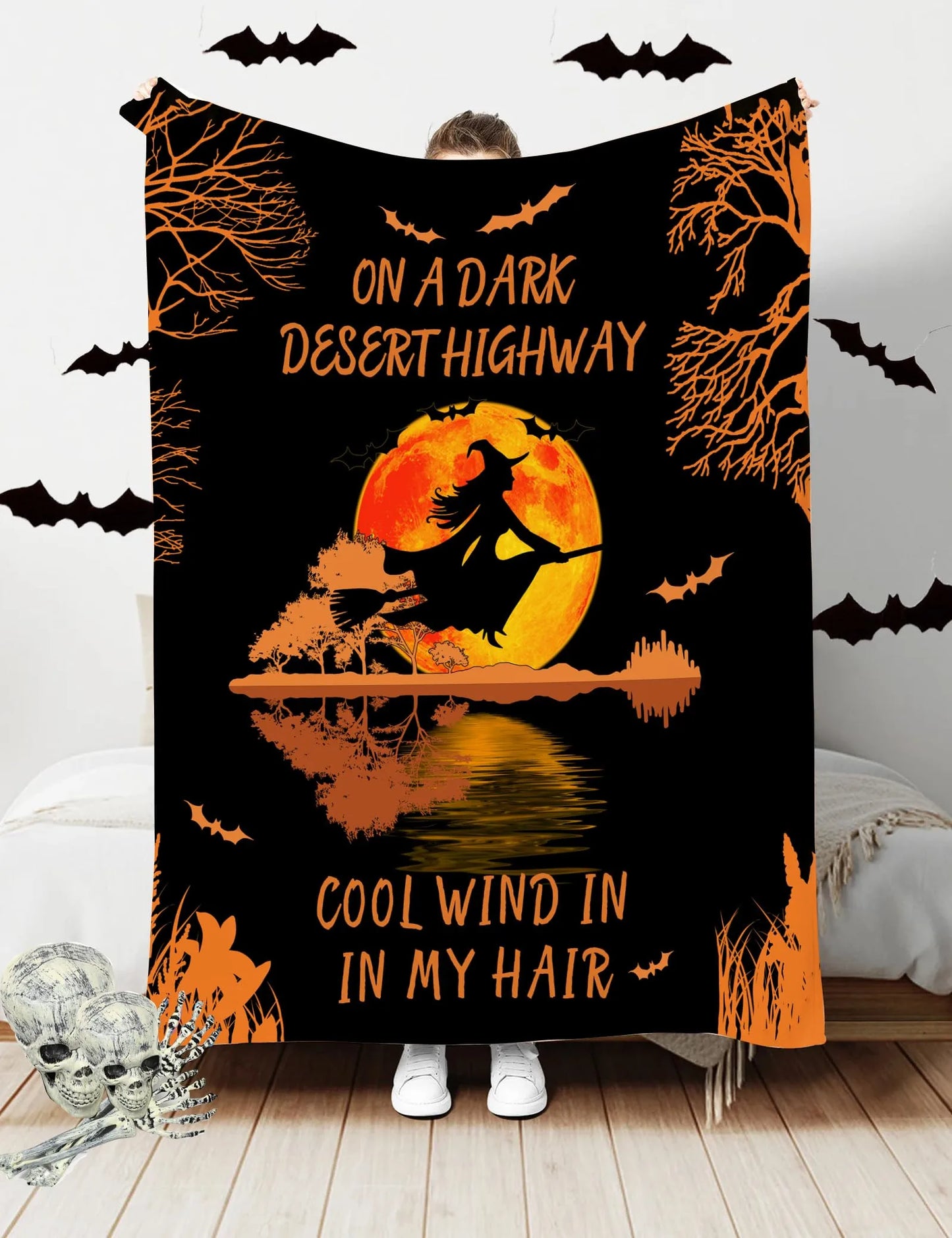 Halloween Blanket: 3D Printed Horror Movie Design, Thin Flannel Throw, Home Décor - Homeward Trends