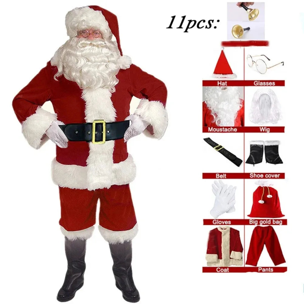 Deluxe Santa Claus Costume for Men: Classic Christmas/New Year Outfit for Halloween & Parties