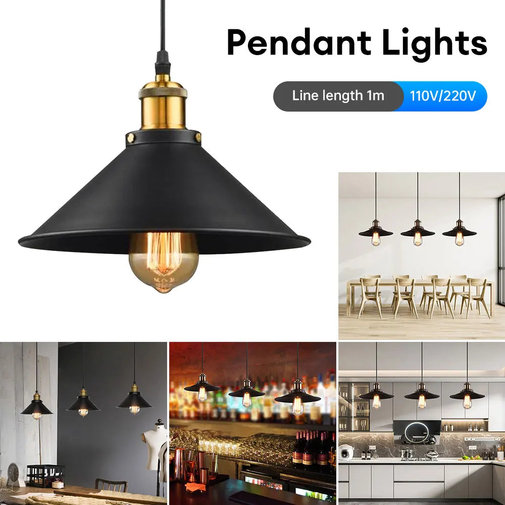 Vintage Loft Pendant Light - Retro E27 Hanging Lamp with Lampshade for Kitchen, Dining & Bedroom - Homeward Trends