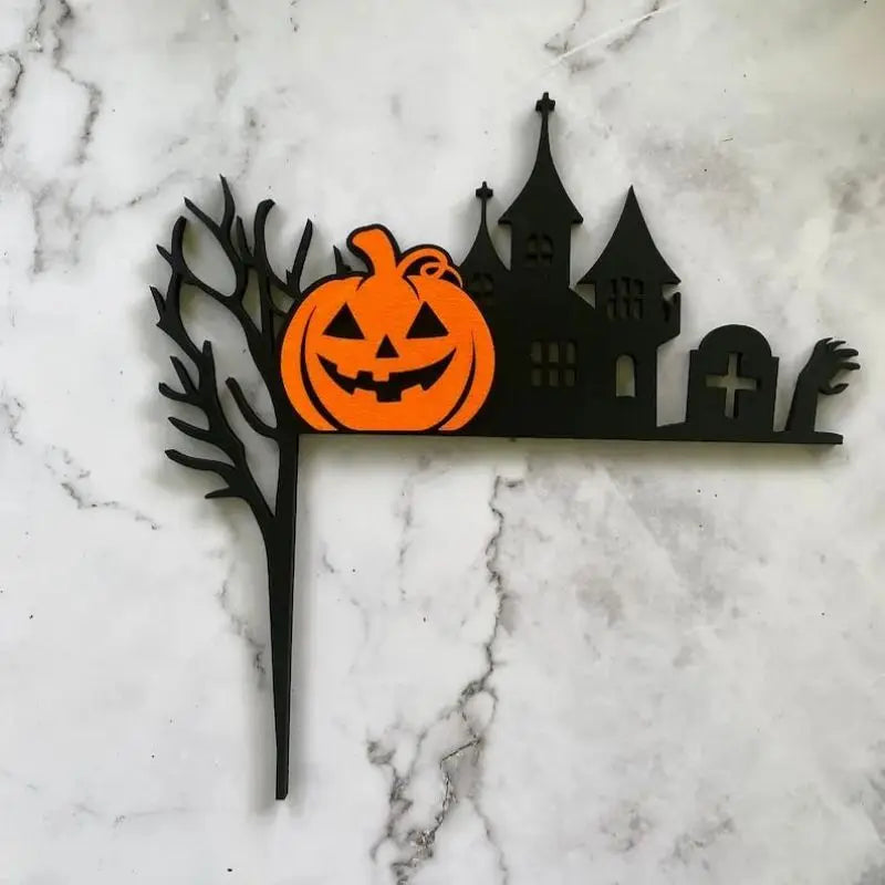 Spooky Pumpkin & Witch Halloween Wooden Door Topper – Horror Atmosphere Craft Décor