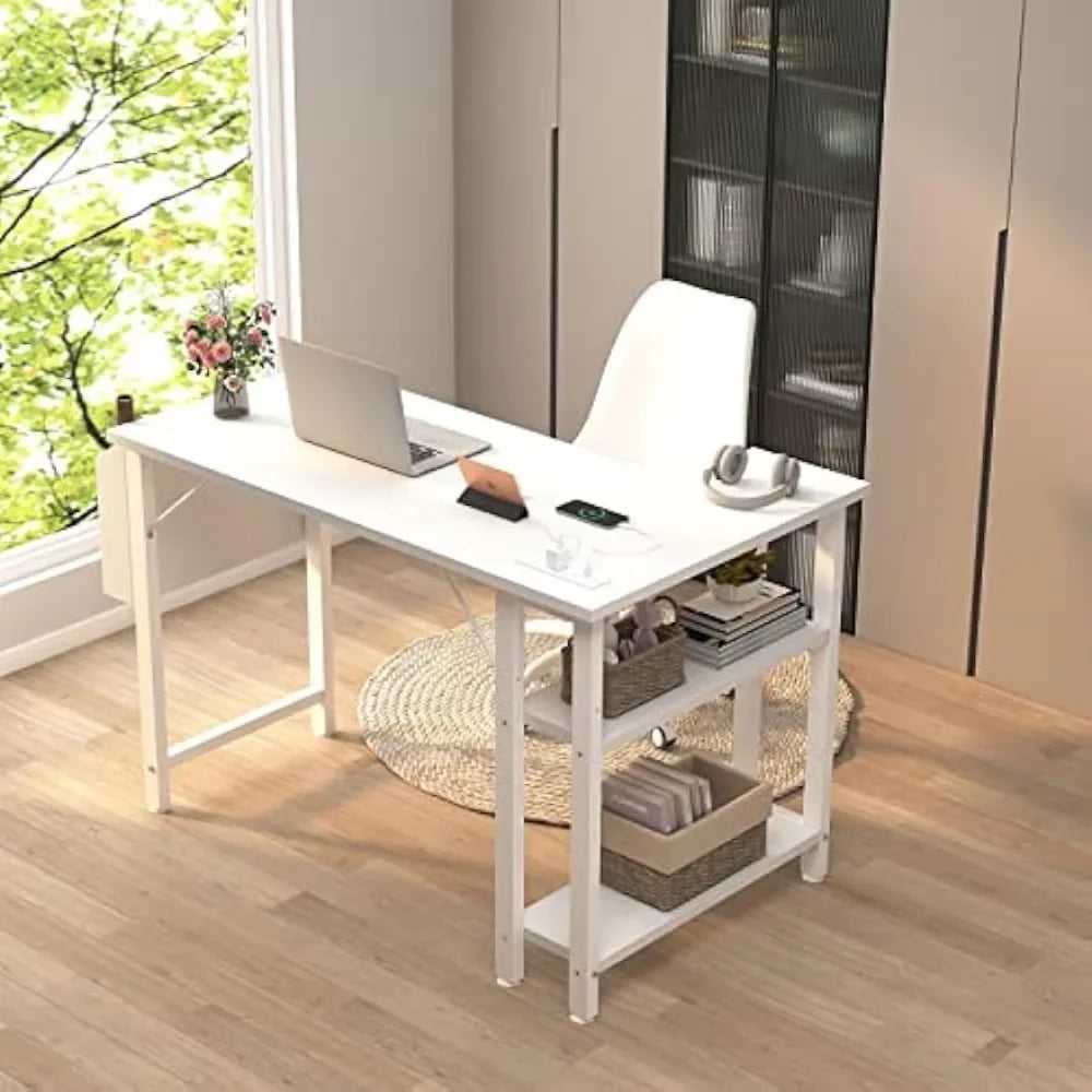 40-Inch L-Shaped Computer Desk - Compact Corner Desk for Small Spaces, Home Office, or Reading Room - Homeward Trends