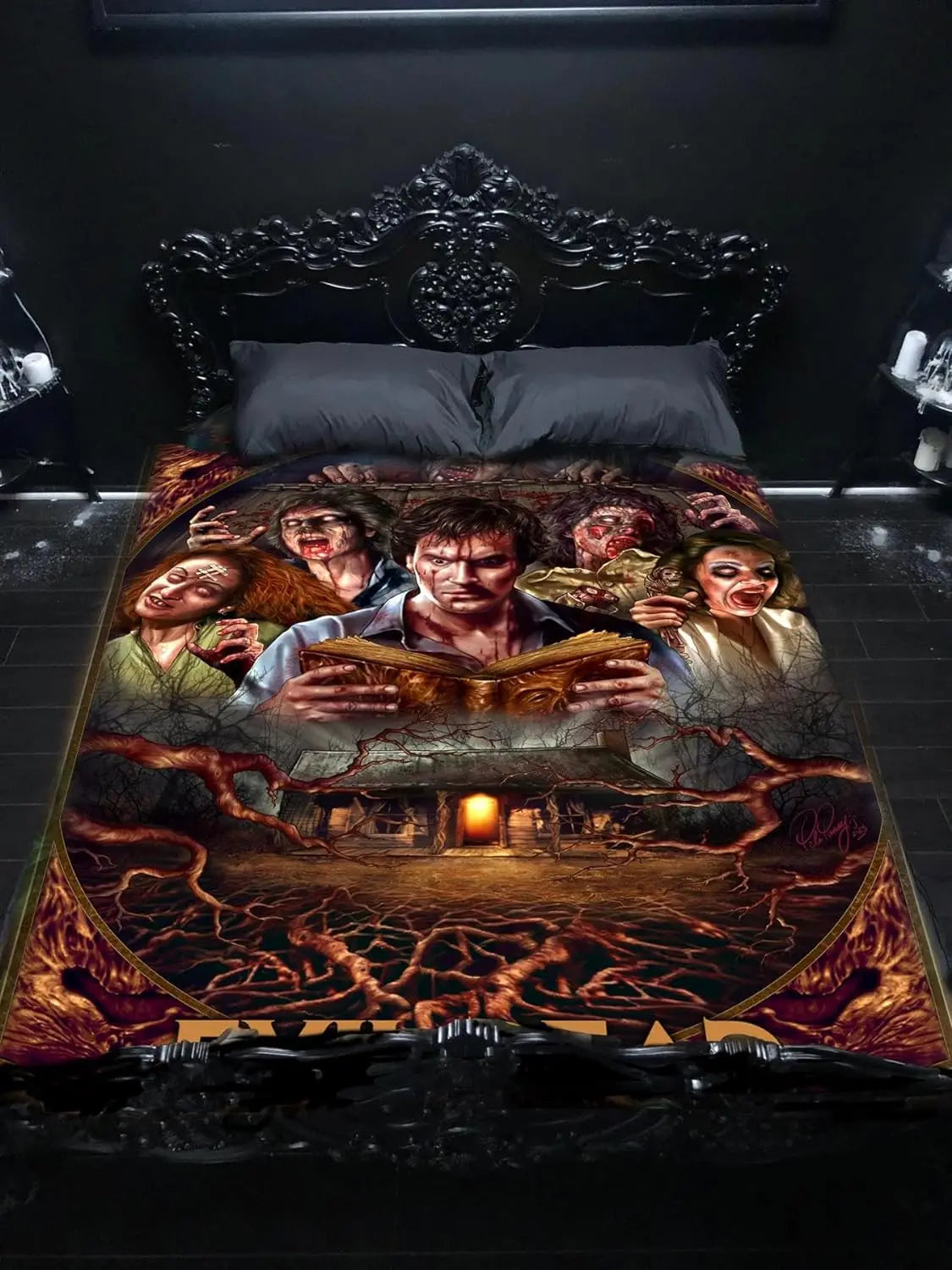 Evil Dead Necronomicon Fleece Blanket, Horror Bedspread, Soft Tapestry, Peter Panayis Horror Movie Art blankets - Homeward Trends