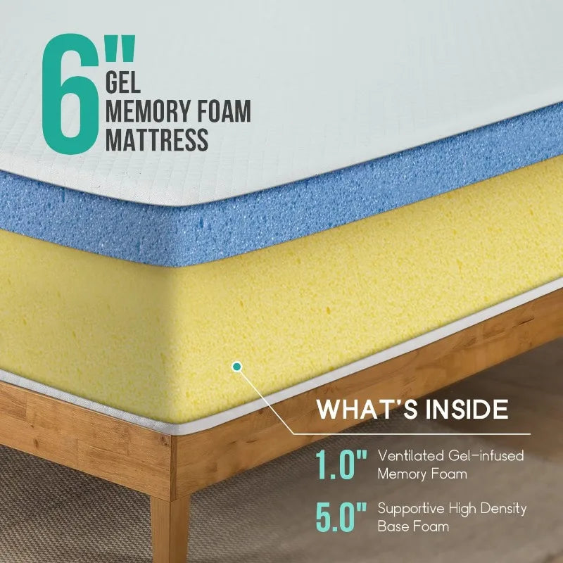 6 Inch Full Gel Memory Foam Mattress Fiberglass Free/CertiPUR-US Certified/Bed-in-a-Box - Homeward Trends