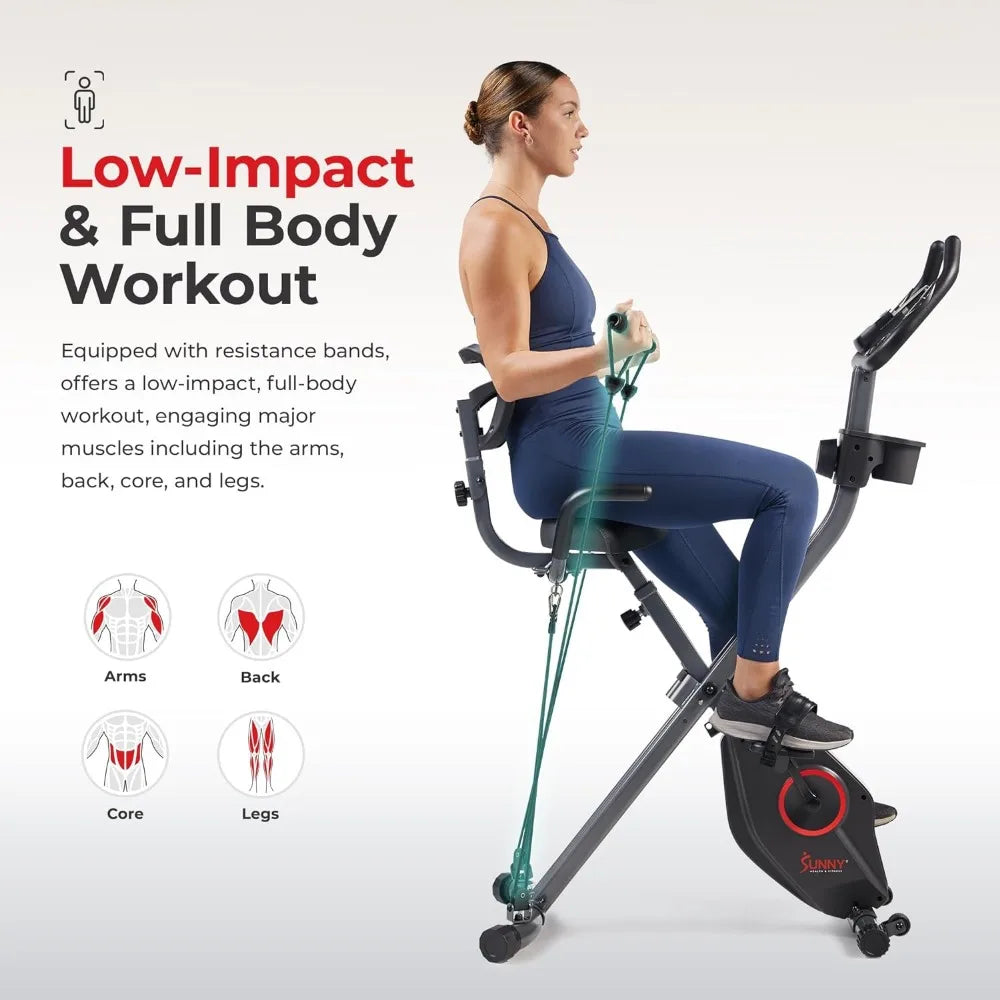 Foldable Magnetic X-Bike Pro - 300 LB Capacity Stationary Exercise Bike with 14-Level Resistance & Ergonomic Support - Homeward Trends