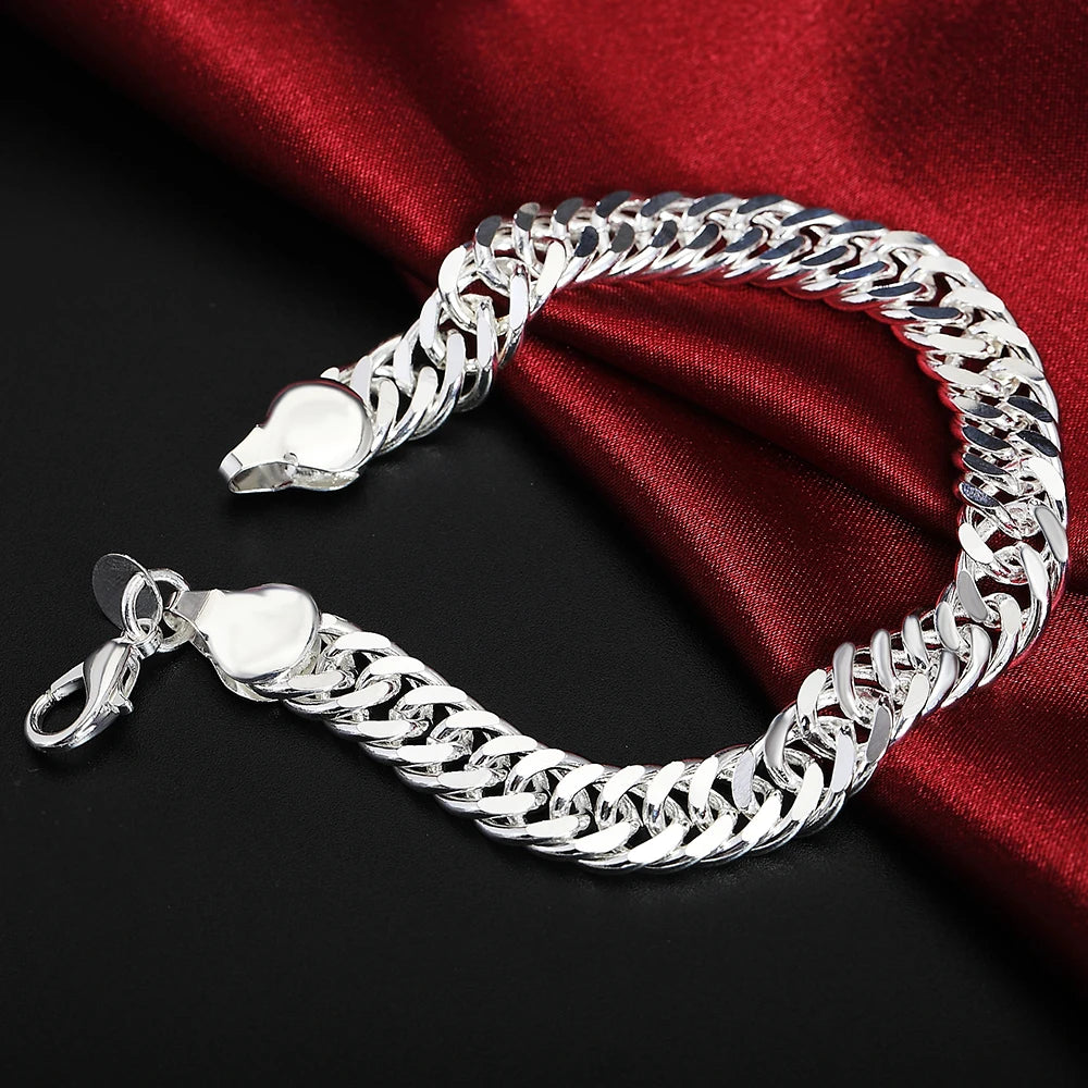 925 Sterling Silver Exquisite Solid Chain Bracelet Fashion Charm Women Men Solid Wedding Cute Simple Models Jewelry - Homeward Trends