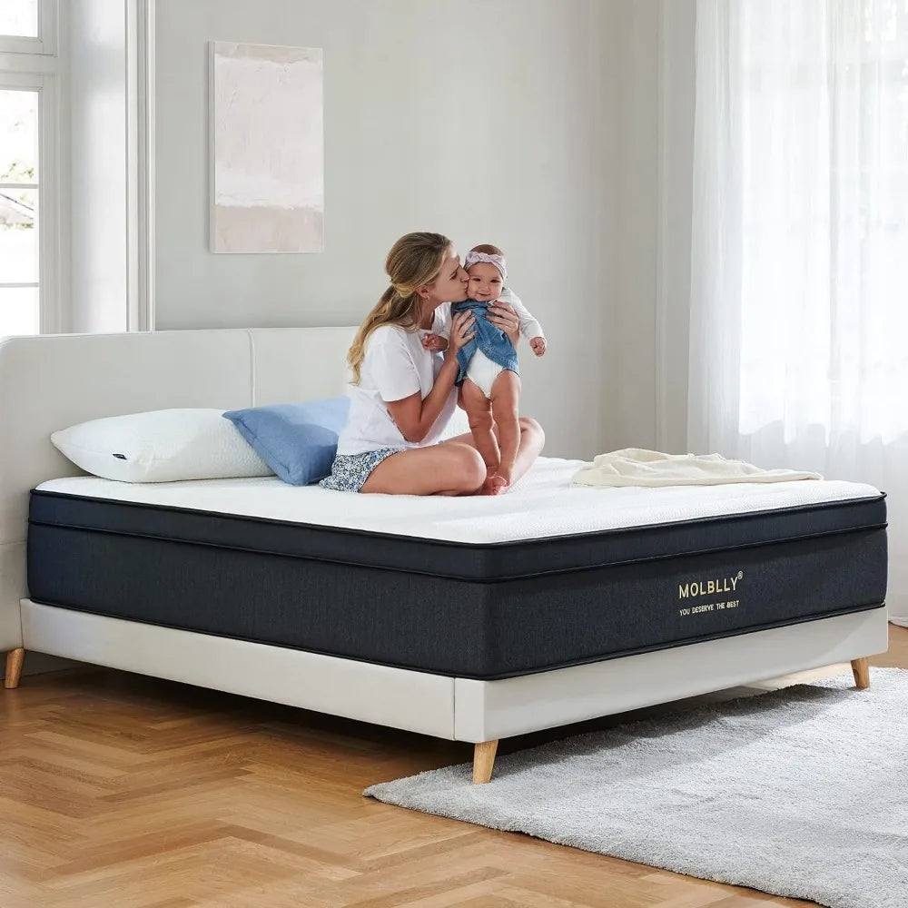 Full Mattress, 12 Inch Hybrid Mattress in a Box with Gel Memory Foam, Individually Wrapped Pocket Coils Innerspring, - Homeward Trends