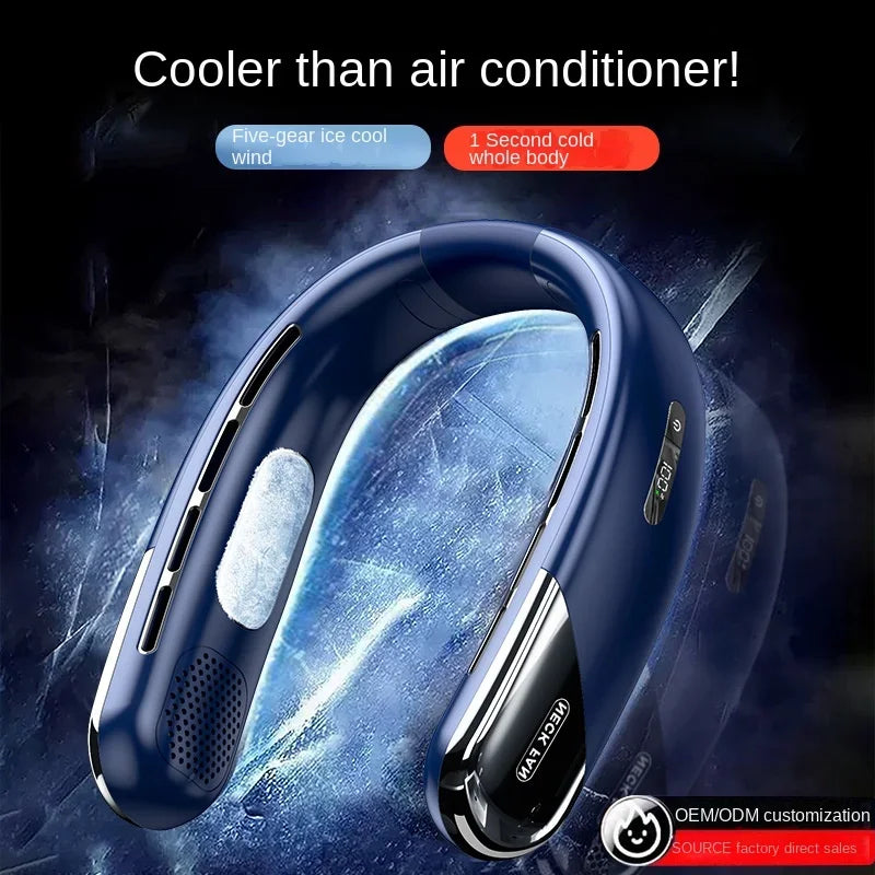 10,000mAh Portable Neck Fan: Mini Bladeless, Silent, USB Rechargeable, 3-Speed, Wireless Neckband Cooler - Homeward Trends