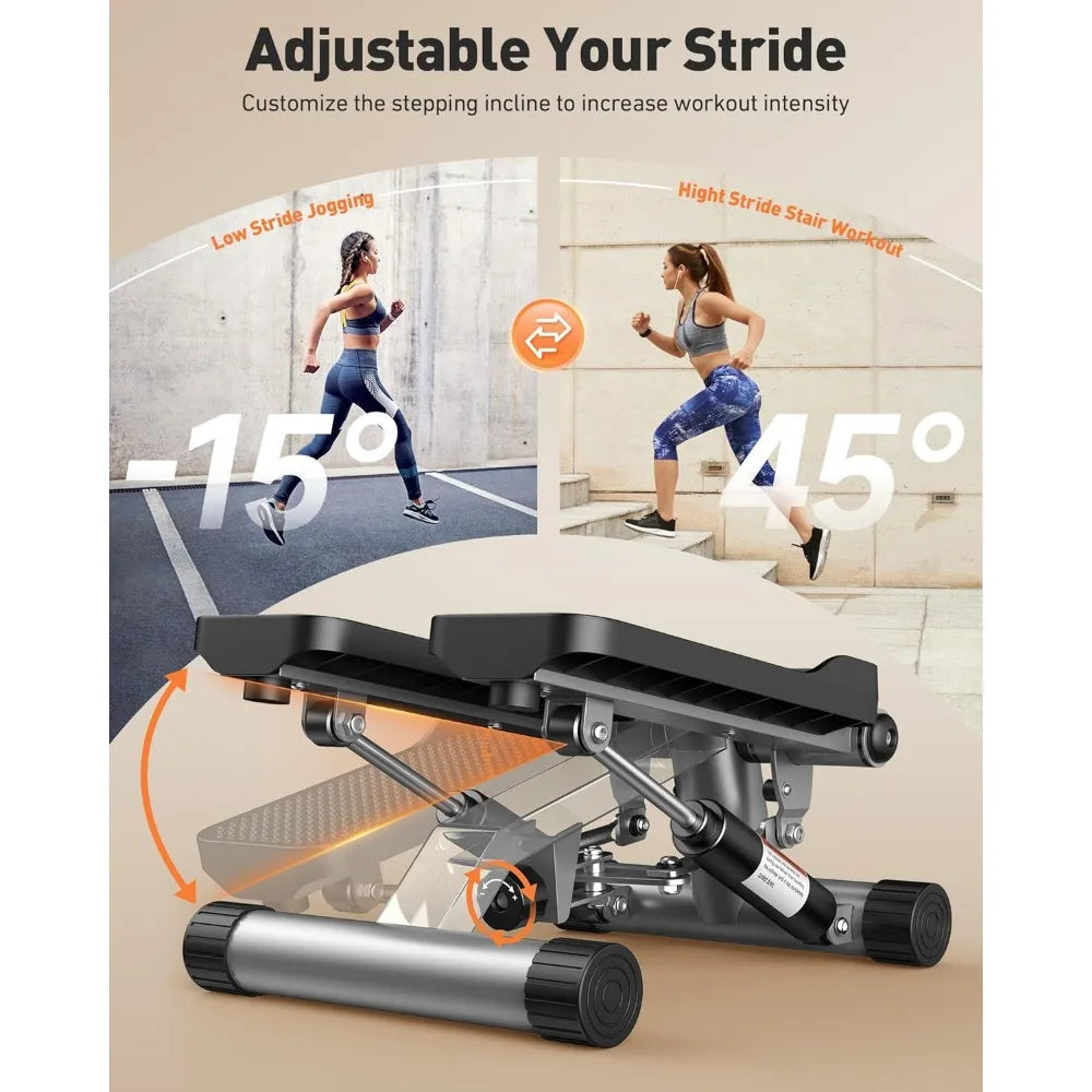 Compact Hydraulic Stair Stepper with Resistance Bands - Mini Fitness Equipment for Home Workouts - Homeward Trends