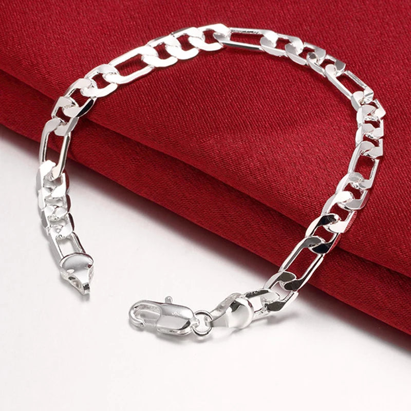 925 Sterling Silver Exquisite Solid Chain Bracelet Fashion Charm Women Men Solid Wedding Cute Simple Models Jewelry - Homeward Trends