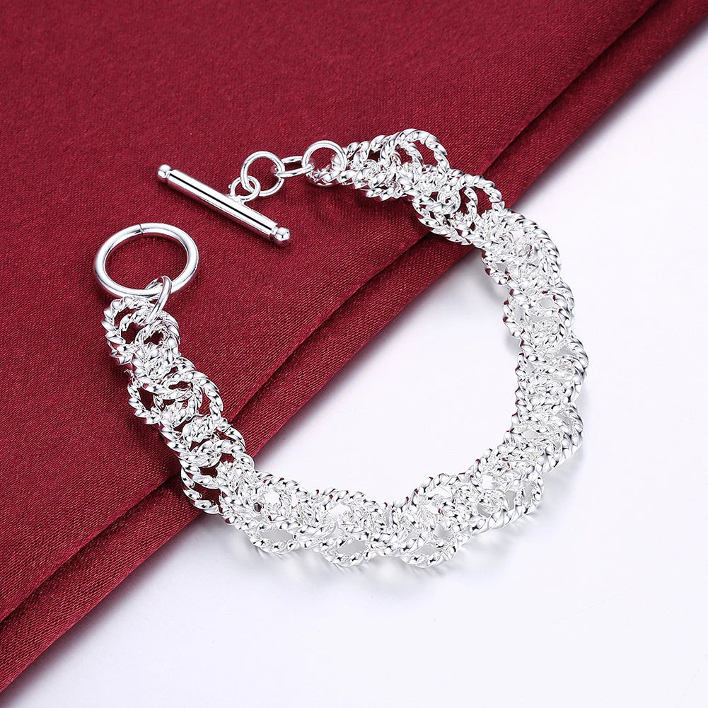 925 Sterling Silver Exquisite Solid Chain Bracelet Fashion Charm Women Men Solid Wedding Cute Simple Models Jewelry - Homeward Trends