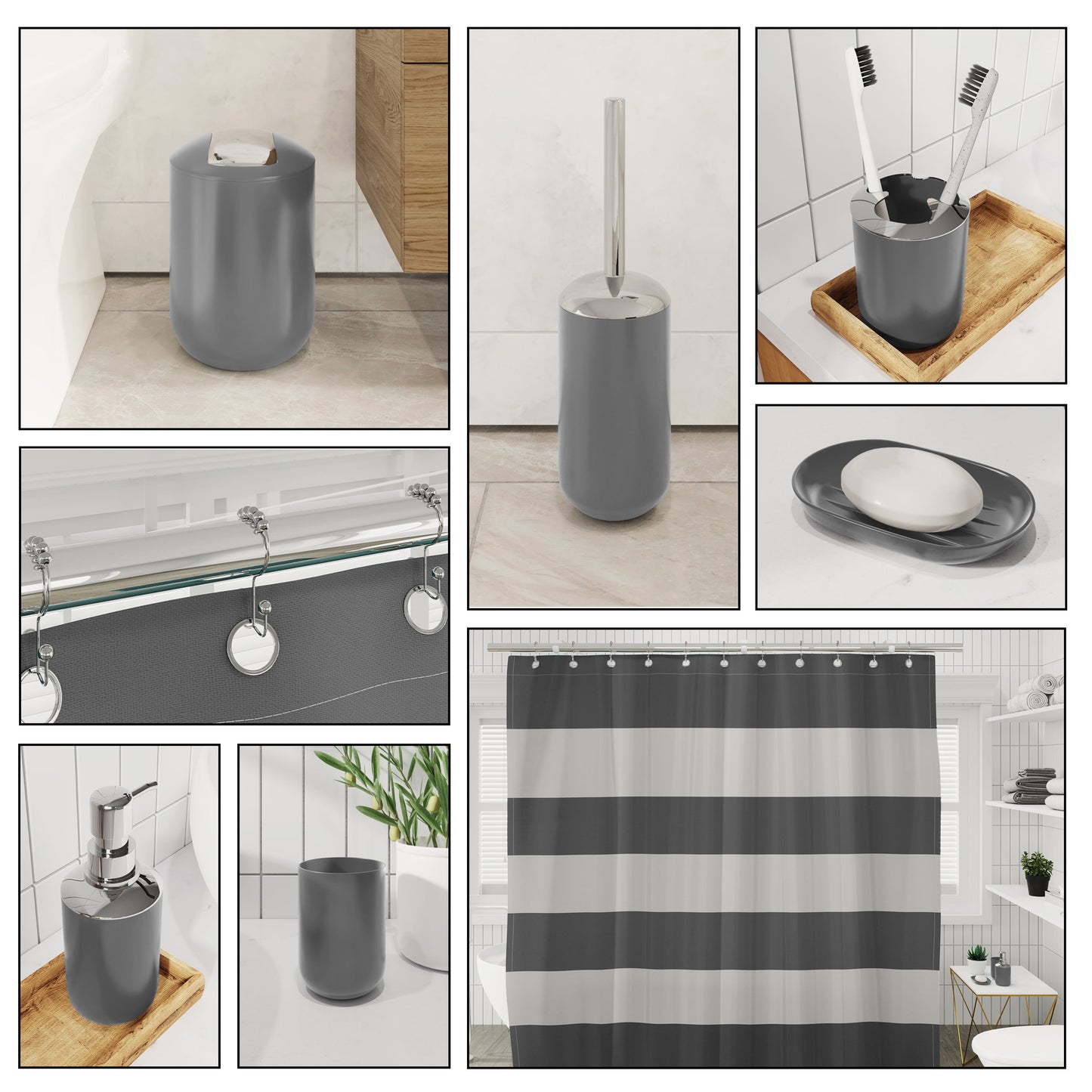 20 Piece Bathroom Accessories Set, Gray Bathroom Decor Set