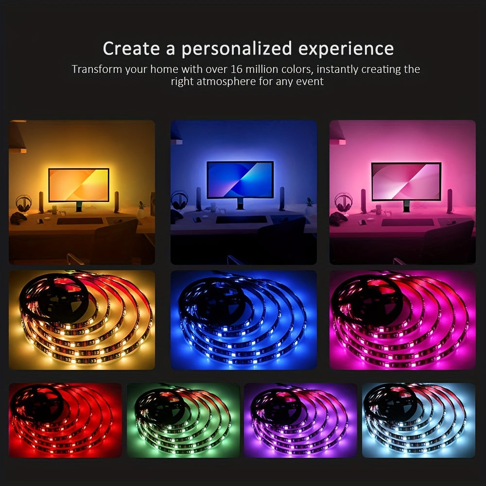 18LEDS/M USB 5050 LED Strip DC5V Smart APP Control LED TV Background Lights, Music Synchronous Light Belt for Computer TV Cabinet Background Backlights