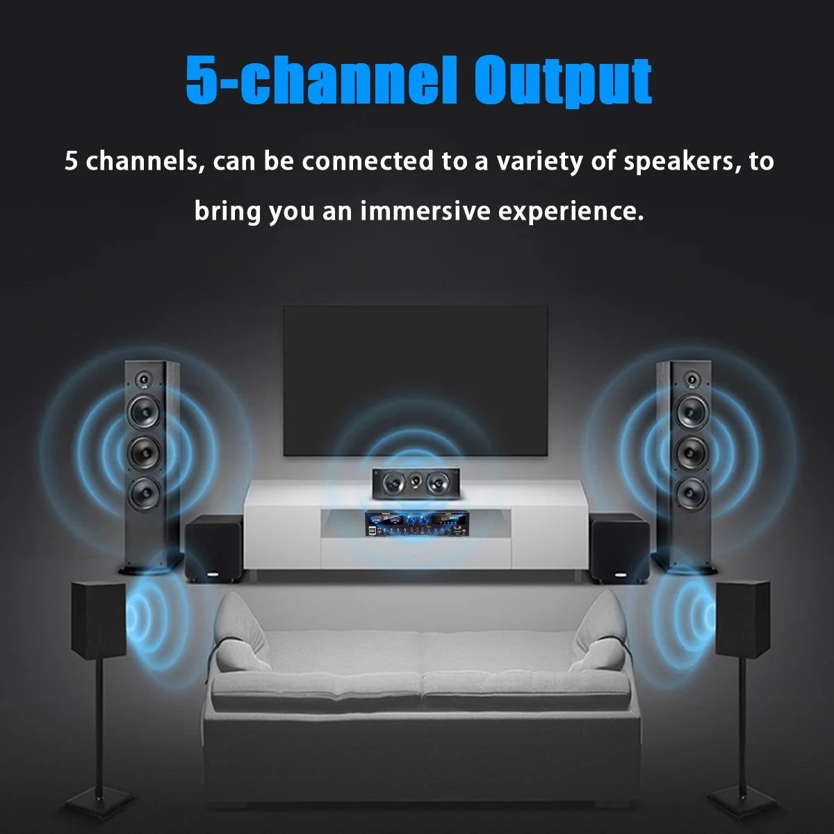 4000W Surround Sound Bluetooth Audio Power Amplifiers Receiver for Home Stereo Theater System