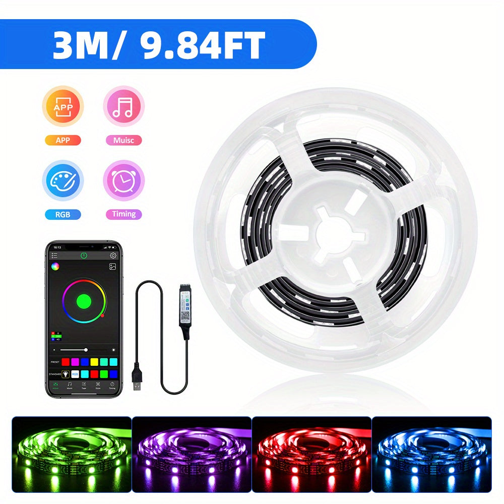 18LEDS/M USB 5050 LED Strip DC5V Smart APP Control LED TV Background Lights, Music Synchronous Light Belt for Computer TV Cabinet Background Backlights