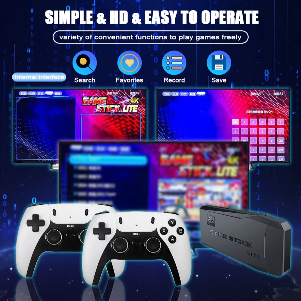 M8 Pro Game Stick 32/64/128GB 20000+ Video Game Console 2.4G Double Wireless Controller Retro Game TV Stick Retro Classic Games