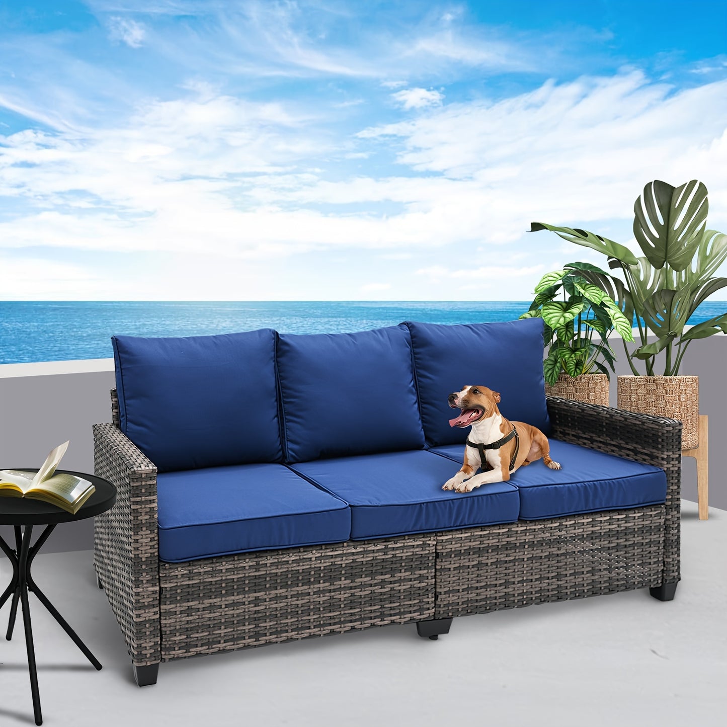 Waterproof Wicker Patio Sofa Set – Brown Outdoor Sectional with Cushions & Coffee Table for Garden & Deck