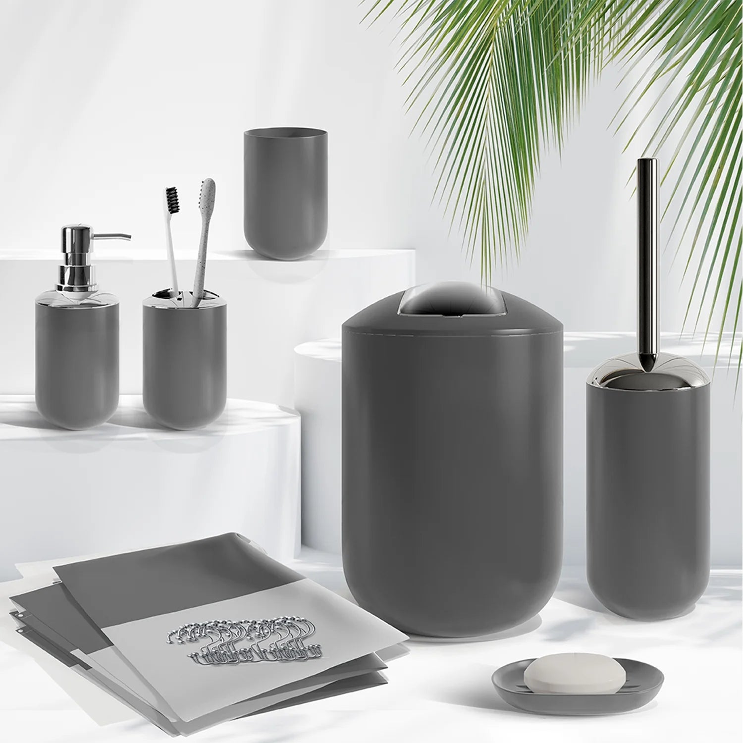 20 Piece Bathroom Accessories Set, Gray Bathroom Decor Set