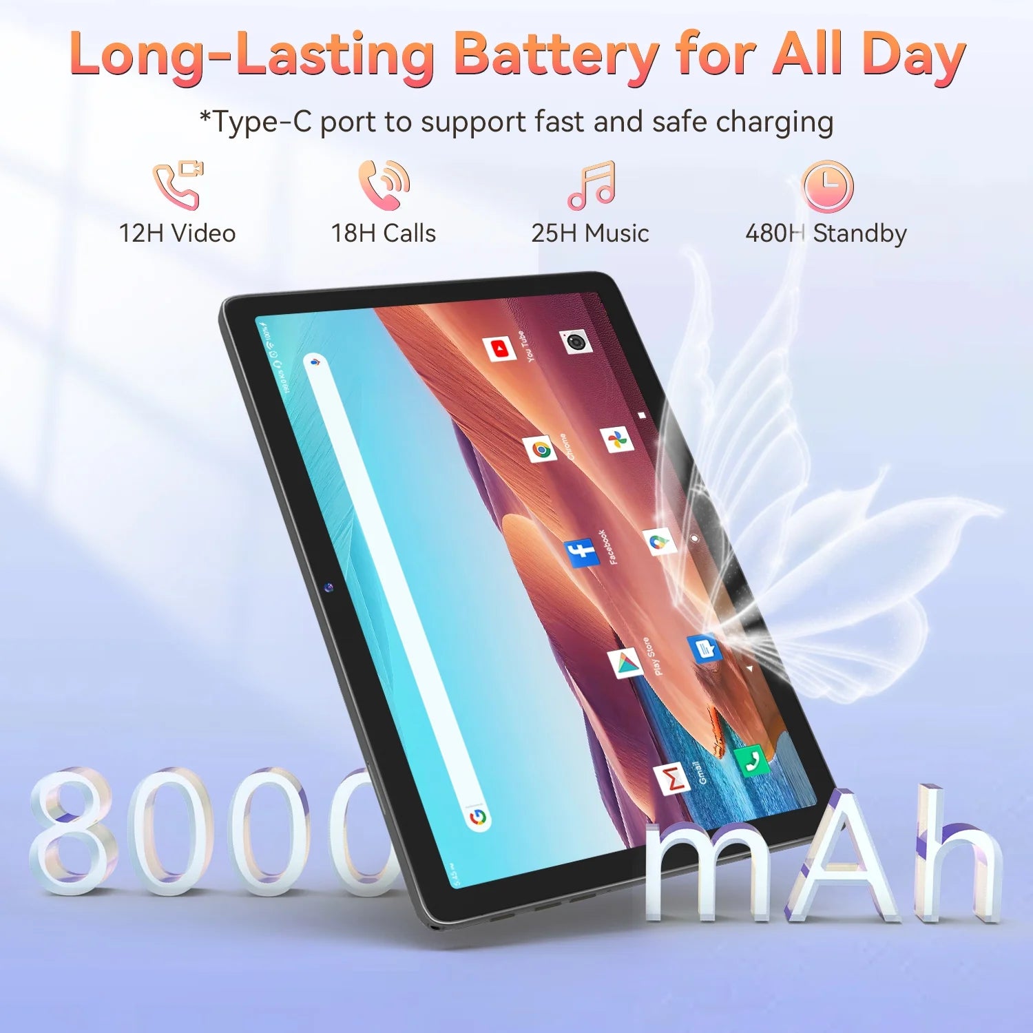 10” Android 14 Tablet, 4G, 14GB RAM+128GB, Keyboard, Mouse, Stylus, Dual SIM, 5G, HD Display