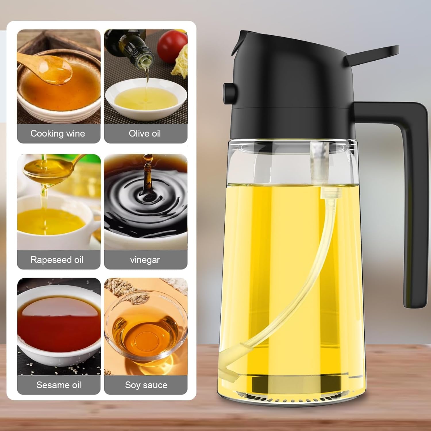 Oil Dispenser Bottle for Kitchen,2 in 1 Oil Dispenser and Oil Sprayer,450Ml - Homeward Trends